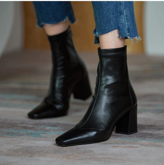 Chunky Leather Slim-Fit Ankle Boots